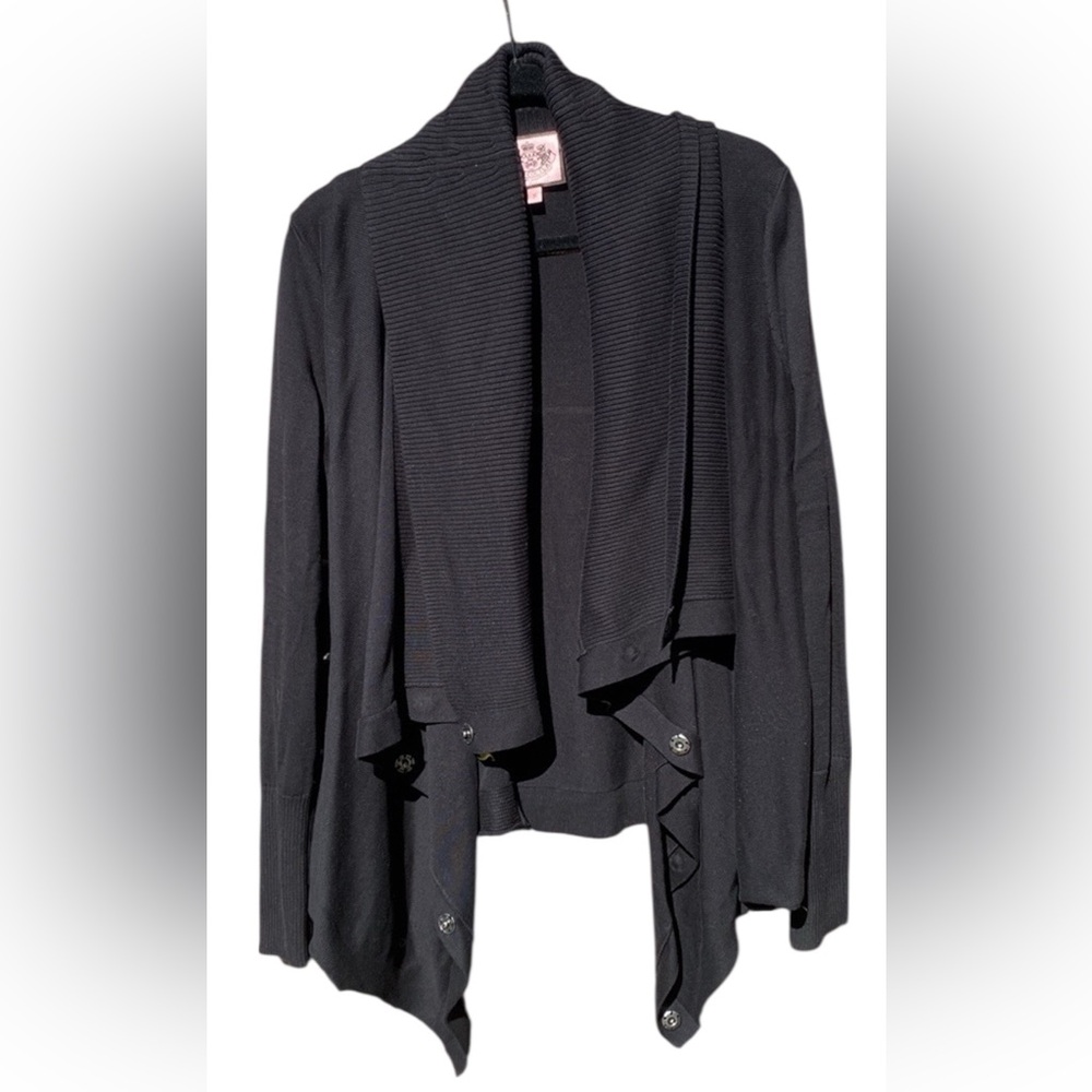Juicy Couture Vintage Black Draped Waterfall Cardigan - Size Small